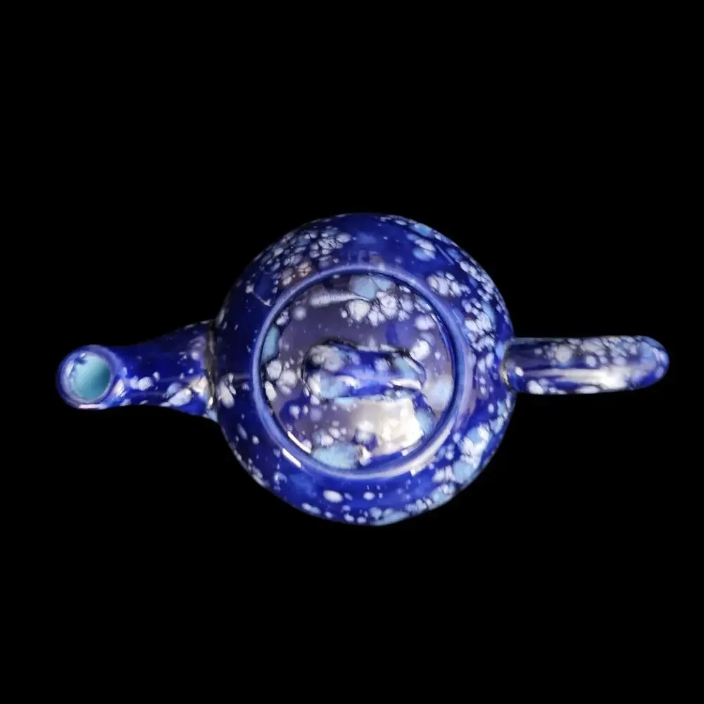 Vintage Studio Art Pottery Teapot Cobalt Blue Crystalline Glaze Handmade